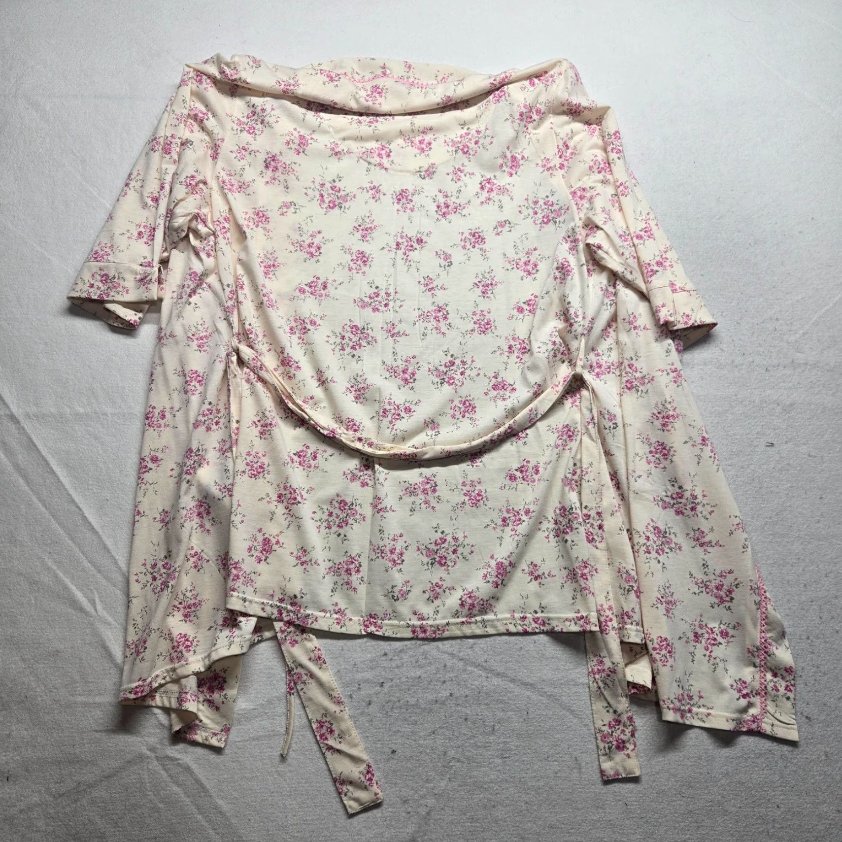 Vintage Body Touch Pajama Set Shirt Women XL Ivory Floral Pattern Sleep Set Flowers 90s (not applicable) Size ONE SIZE - 7 Thumbnail
