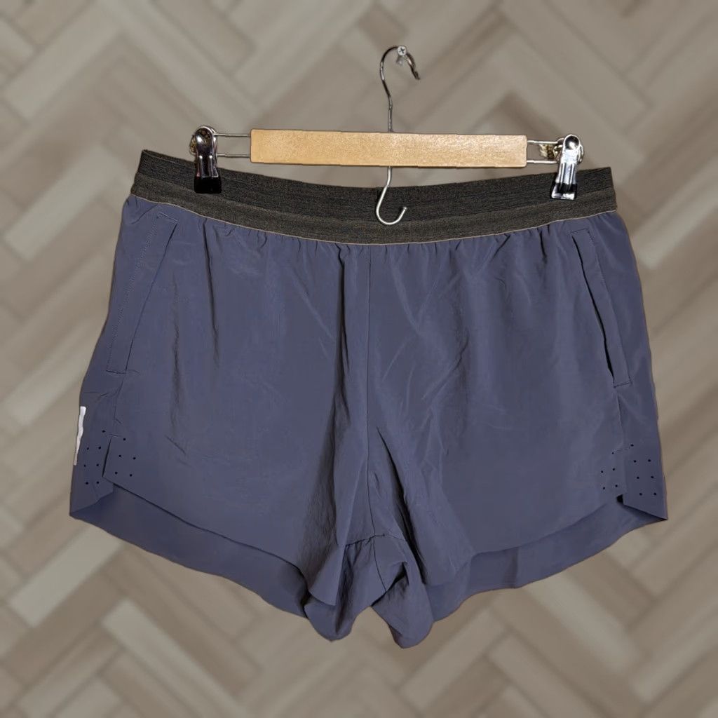 Vintage REI CO-OP Athletic Shorts Lined Gray Blue Nylon Spandex Womens Size Lg L/Regular Drawstring Athletic Activewear Gray Womens Size 36" / US 14 / IT 50 - 1 Thumbnail