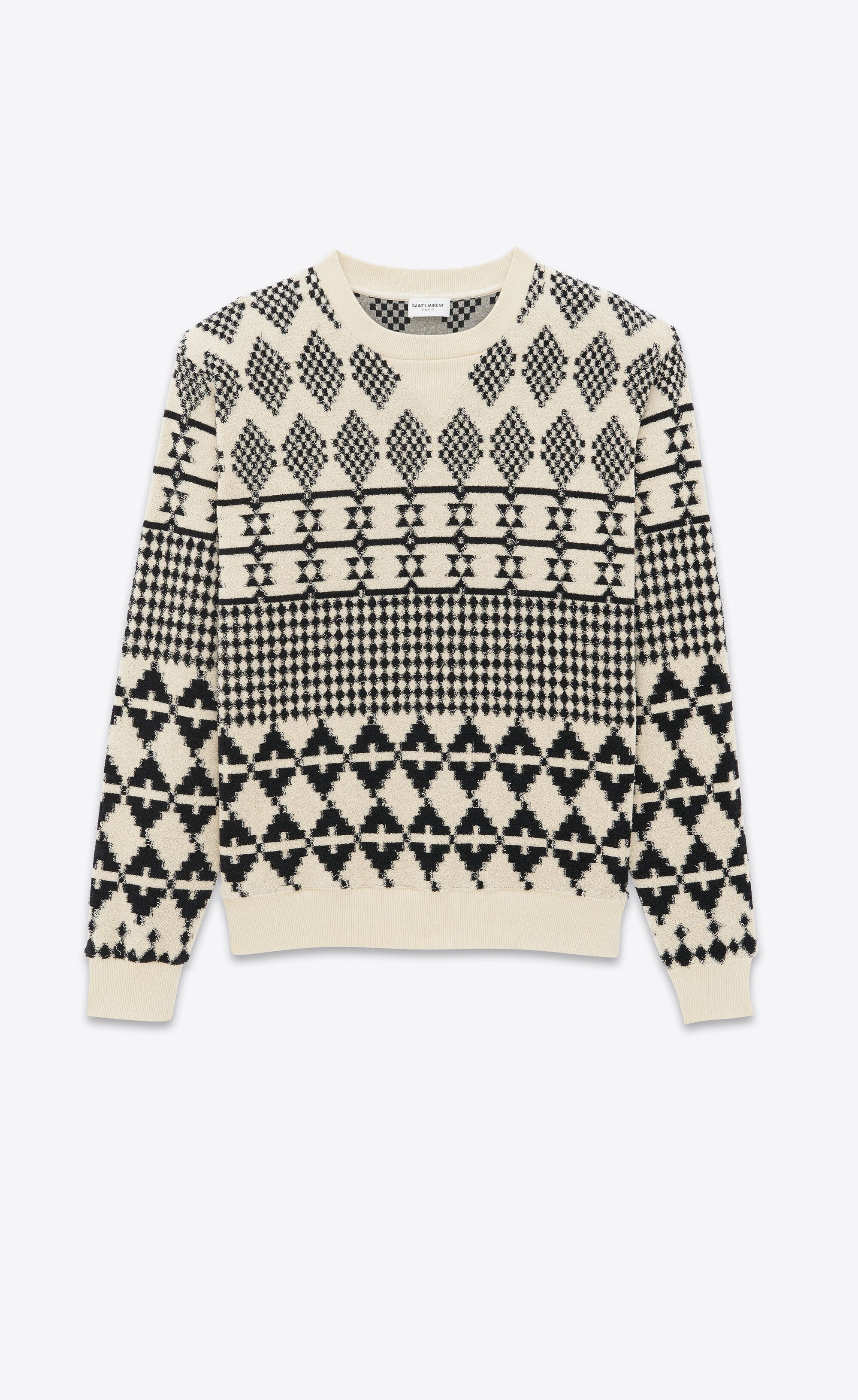 Saint Laurent Paris o1bcso1str0125 Sweatshirt Jacquard Jersey in Natural/Black Size US XS / EU 42 / 0 - 1 Thumbnail