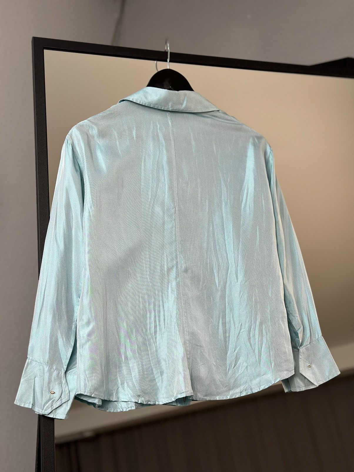 Just Cavalli Roberto Cavalli Silk Blouse Stone Embellished Designer BLUE Size L / US 10 / IT 46 - 11 Thumbnail