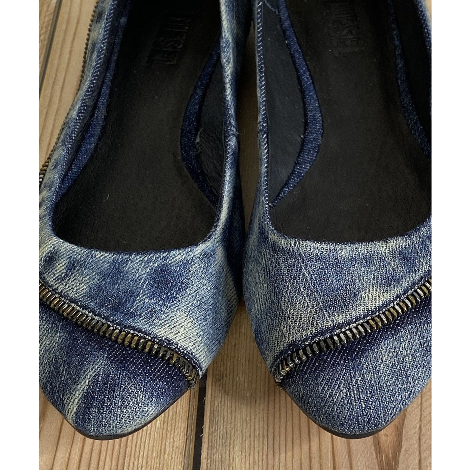 Diesel NWOT Diesel FALKY Women 7.5US Denim Blue Modern Ballet Shoes Size US 7.5 / IT 37.5 - 3 Thumbnail