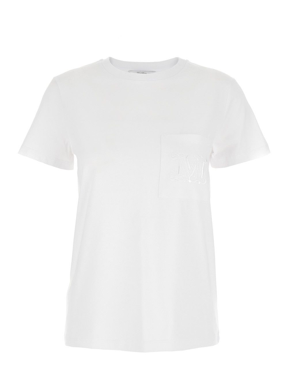 Max Mara 'Papaia' White Crewneck T-Shirt with Tonal Logo Embroidery on the Front in Cotton Woman Size S / US 4 / IT 40 - 1 Thumbnail