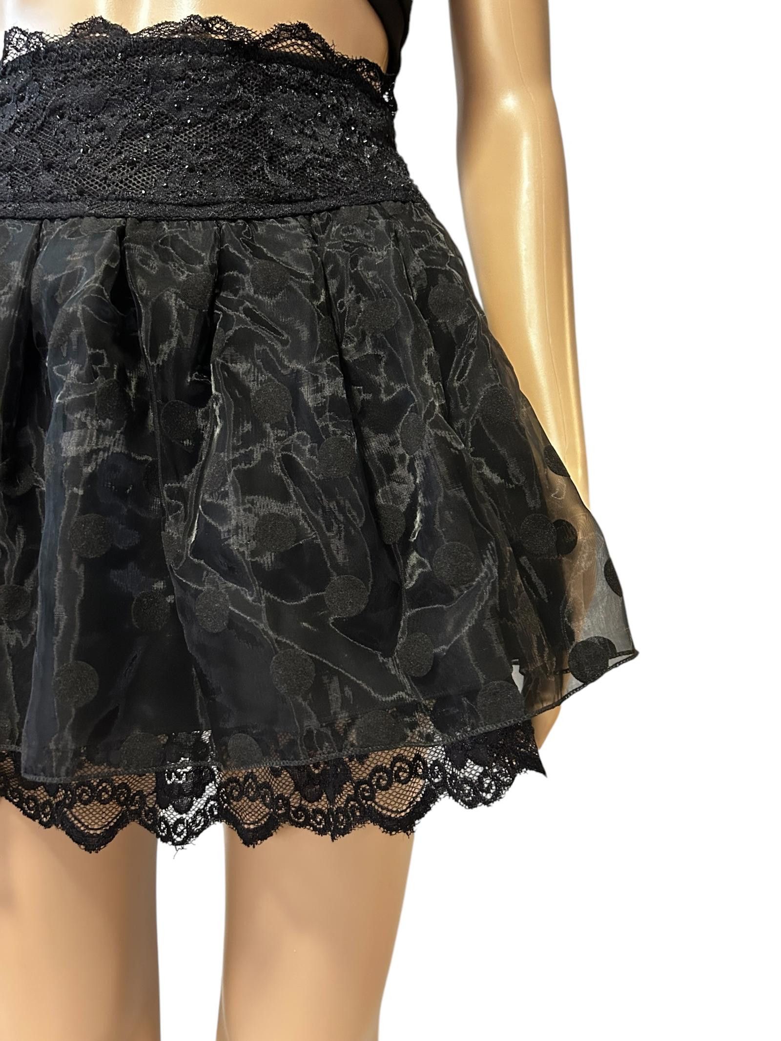 Designer Stylish Black Sheer Polka Dot Skirt by Peacebird Size 32" / US 10 / IT 46 - 4 Thumbnail