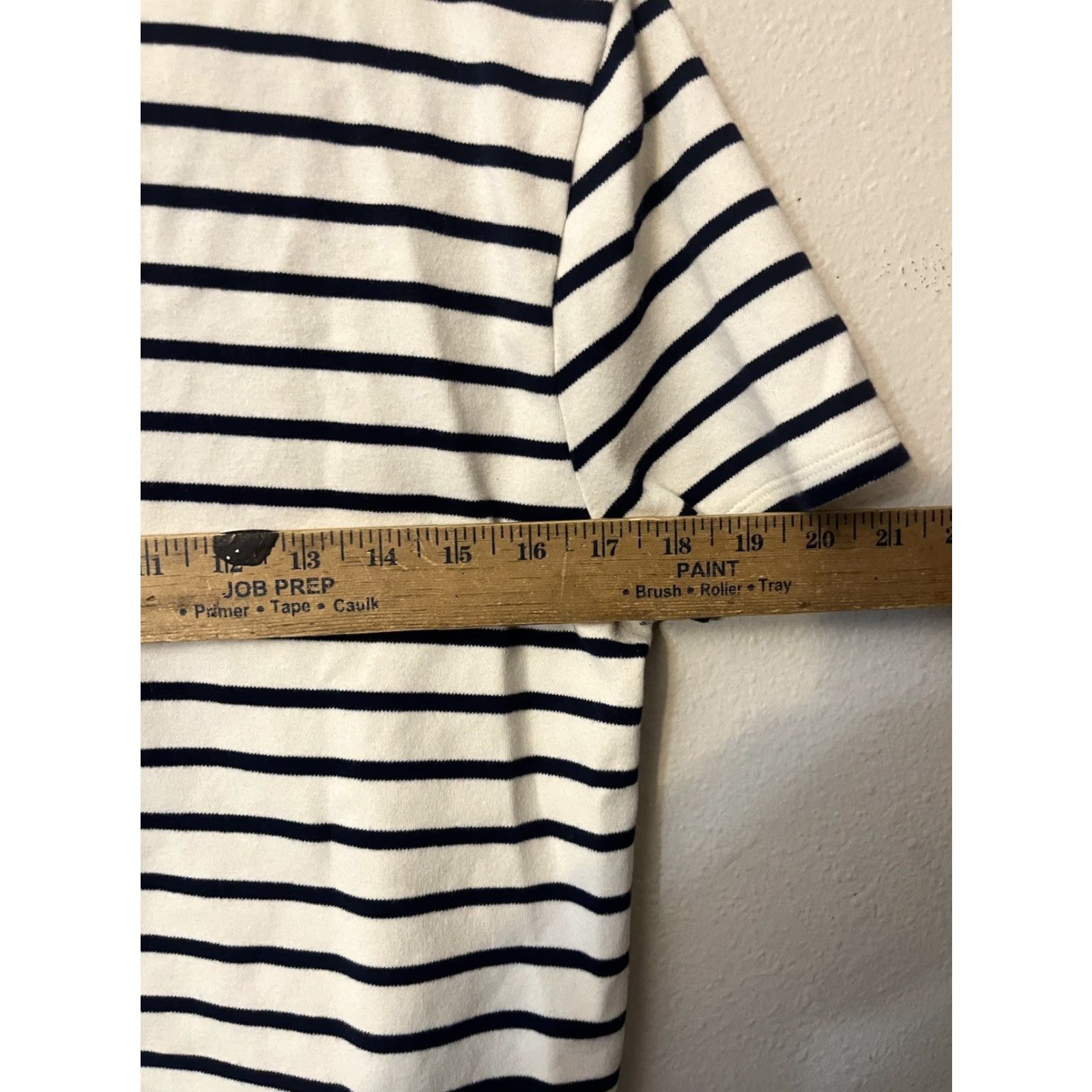 Vintage Marled Essentials Top Women L Blue White Striped Short Sleeve Round Neck Pullover T-Shirt Casual Workwear Size L / US 10 / IT 46 - 5 Thumbnail