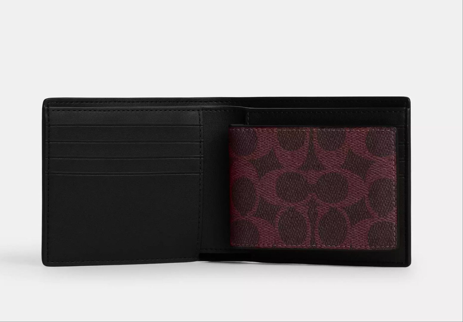 Coach 3 In 1 Wallet In Signature Canvas CW380 Black Currant Size ONE SIZE - 10 Thumbnail