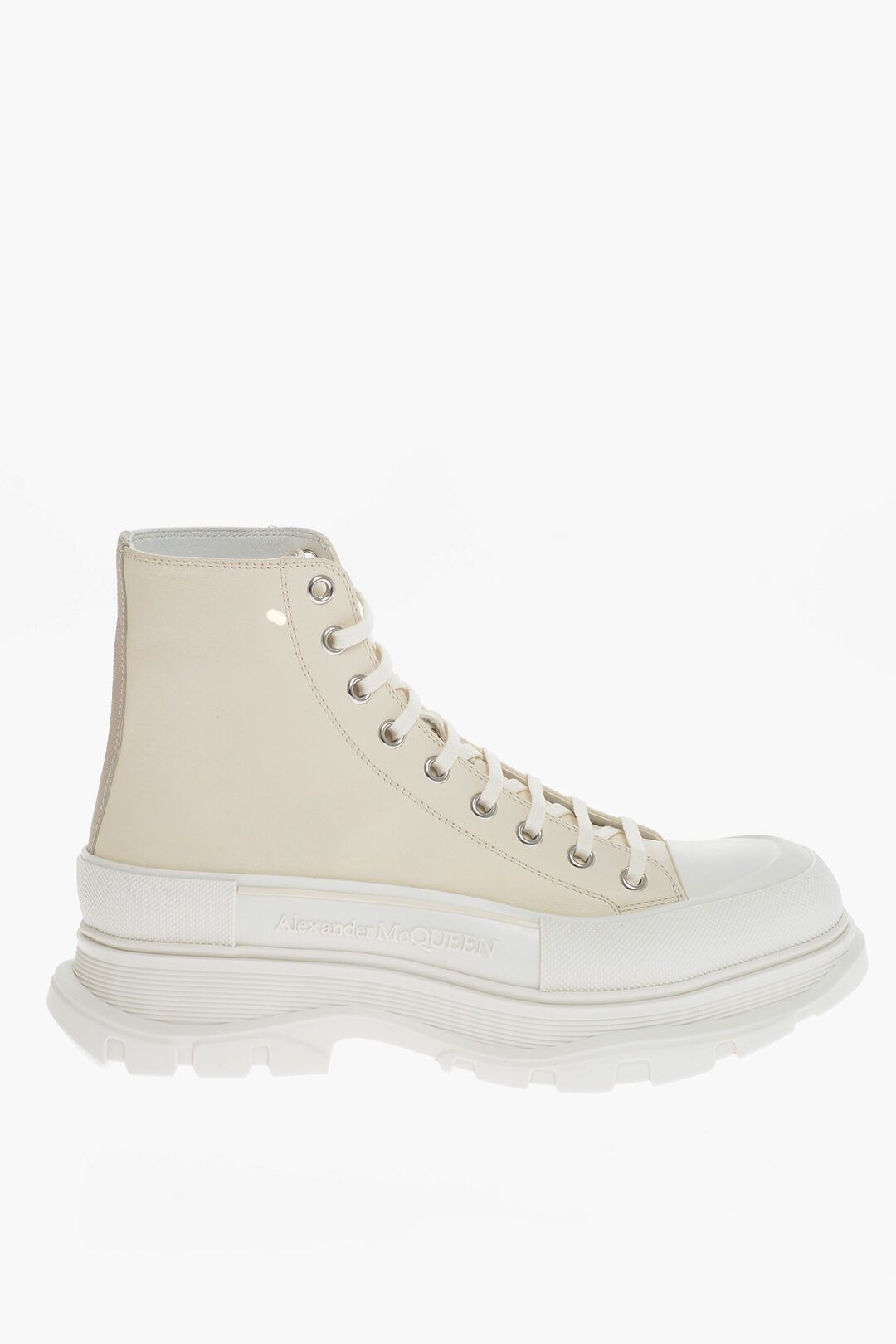 image of Alexander Mcqueen Og1Mm0423 Leather Hi-Top Sneakers In White, Men's (Size 9)