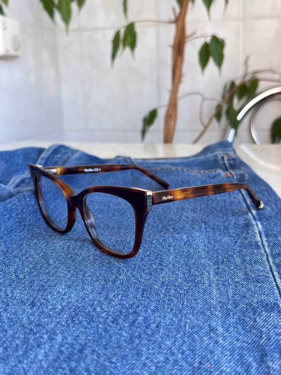 Designer × Vintage Max Mara '00s Double Logo Square Brown Frame Glasses Eyewear Size ONE SIZE - 3 Thumbnail