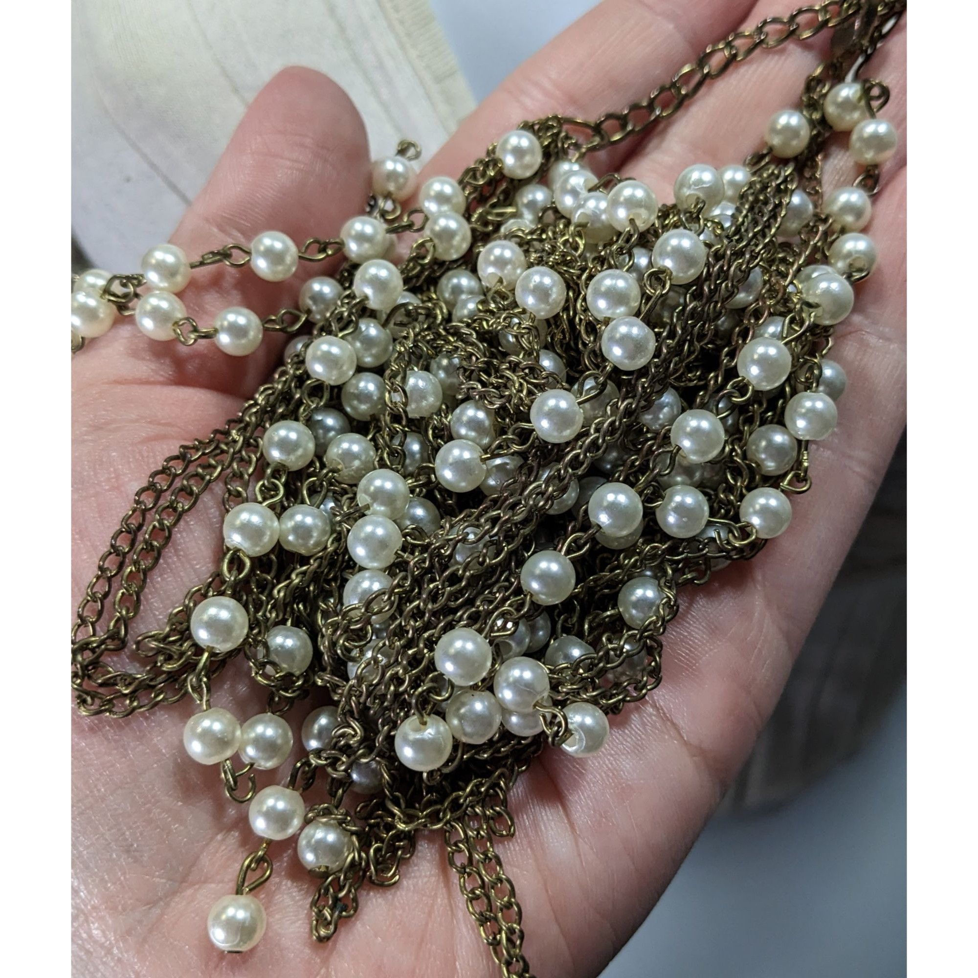 Other Retro 80s Style Glam Metal Gold-Tone Chain Necklace With Fau Size ONE SIZE - 5 Thumbnail