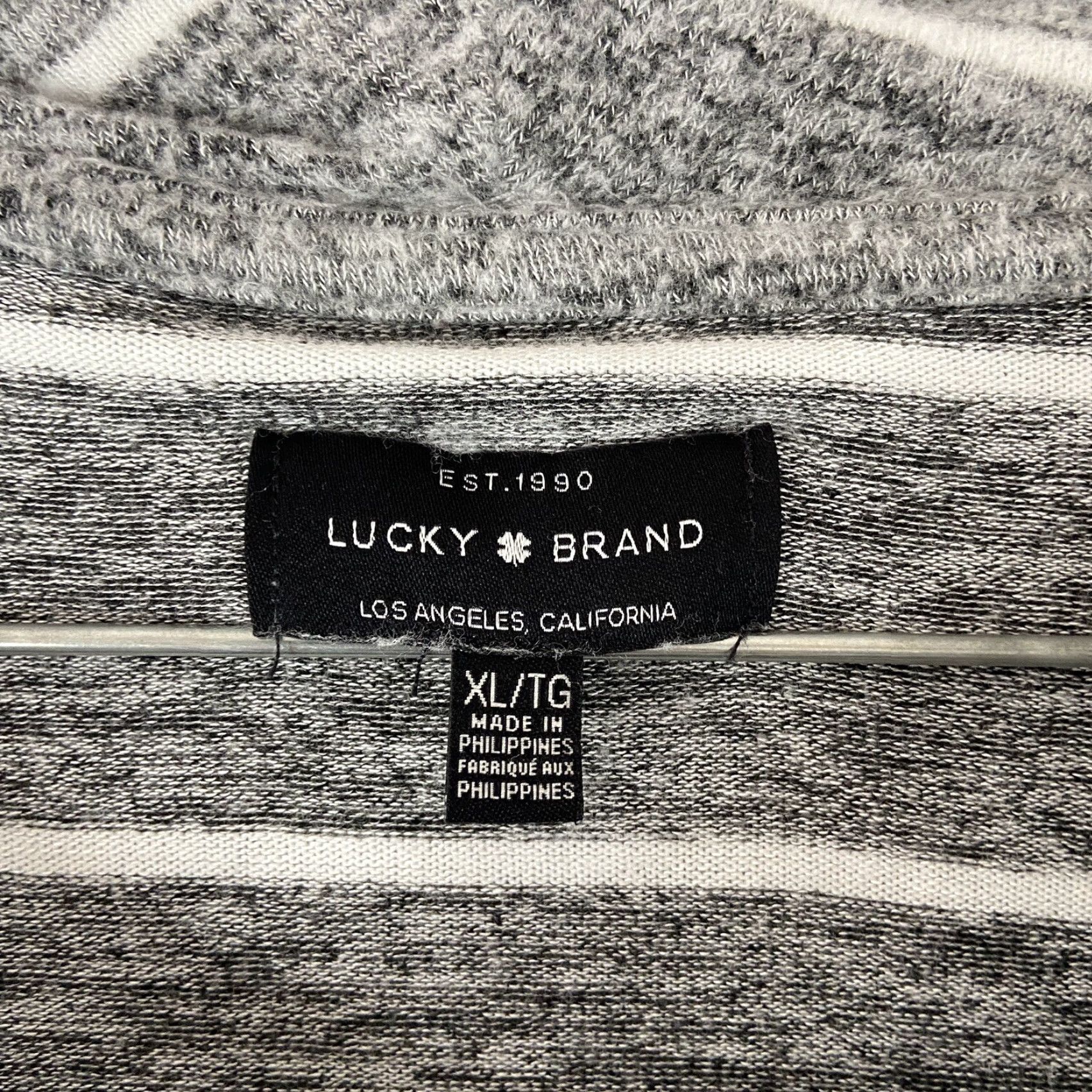Lucky Brand LUCKY BRAND Blouse Women Gray White Striped Long Sleeve XL Regular Size Adult Women Size XL / US 12-14 / IT 48-50 - 6 Thumbnail
