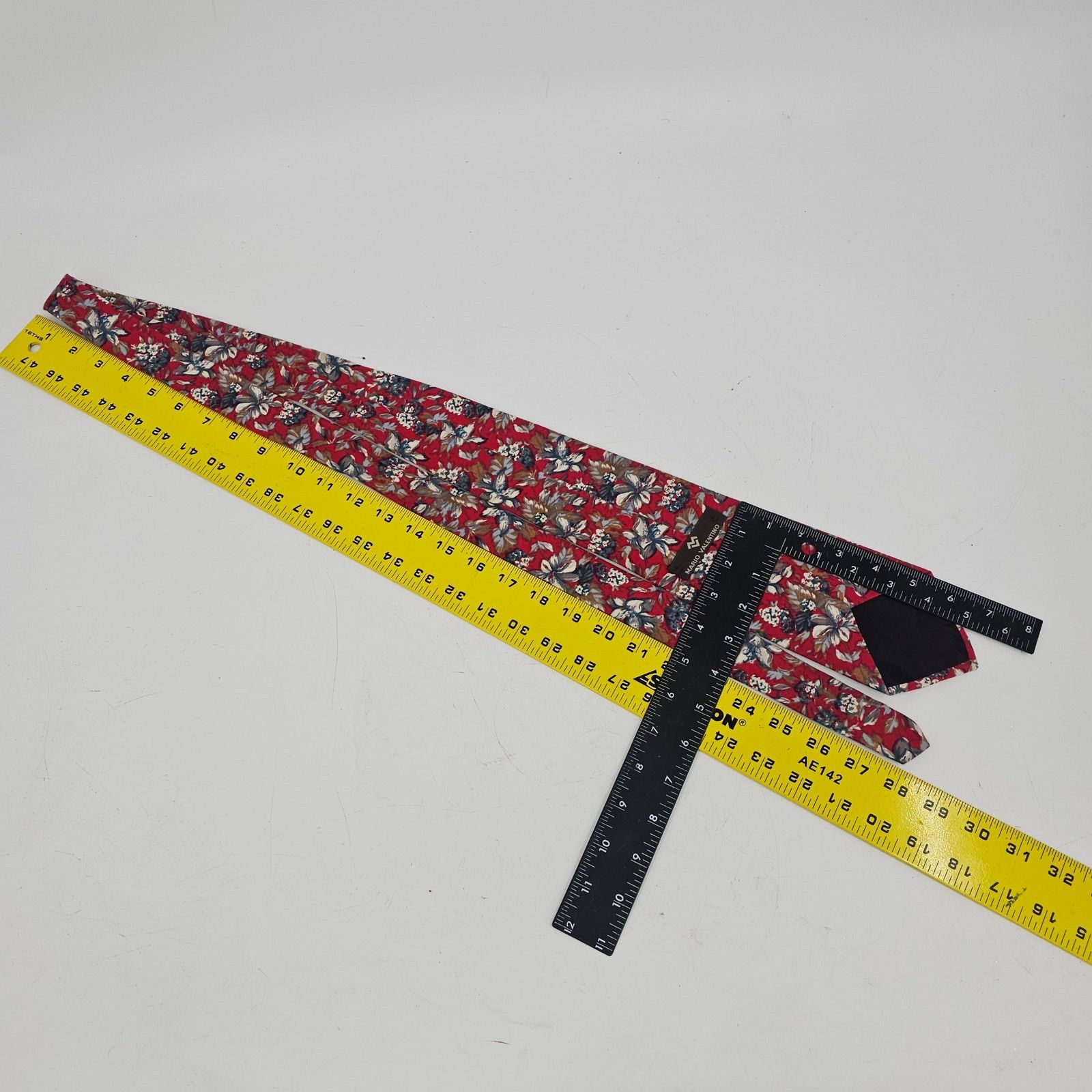 Mario Valentino × Valentino Mario Valentino Red Floral Pattern 100% Cotton Necktie tie Size ONE SIZE - 4 Thumbnail
