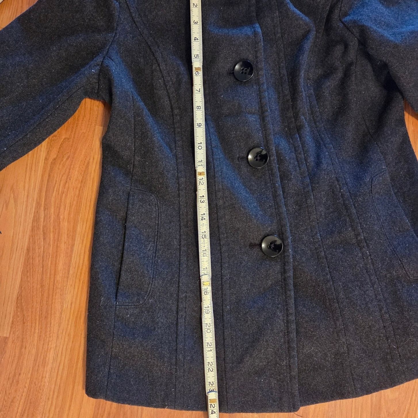 London Fog London Fog Women's Wool Blend Pea Coat - Dark Grey - M Size M / US 6-8 / IT 42-44 - 9 Thumbnail