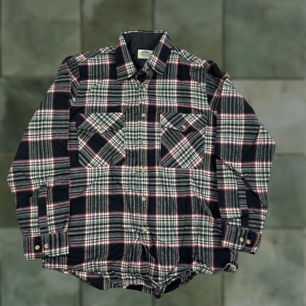 Vintage VINTAGE Fieldmaster Shirt Button-Up Adult Large Black Plaid Flannel 90s Outdoor Workwear Mens Shirt Size US L / EU 52-54 / 3 - 1 Thumbnail