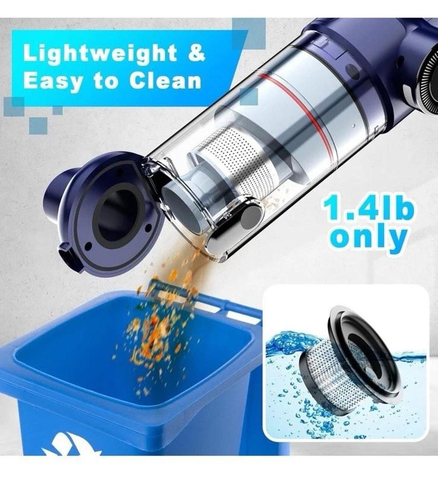 Other Monozel Cordless Handheld Vacuum VC028 Blue, Bagless, Strong Size ONE SIZE - 5 Thumbnail