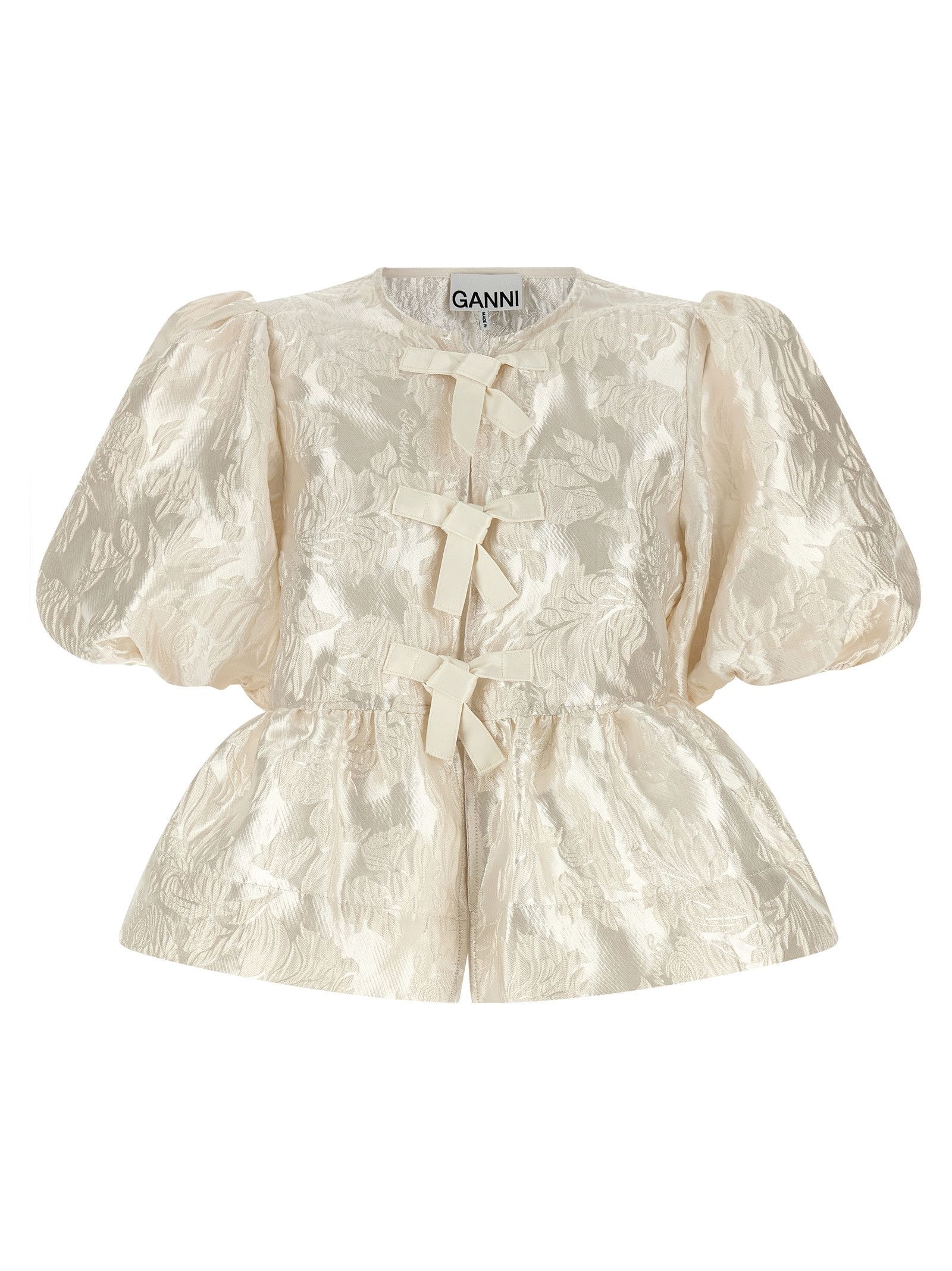 Ganni 'Satin Peplum' Blouse Size XS / US 0-2 / IT 36-38 - 1 Thumbnail