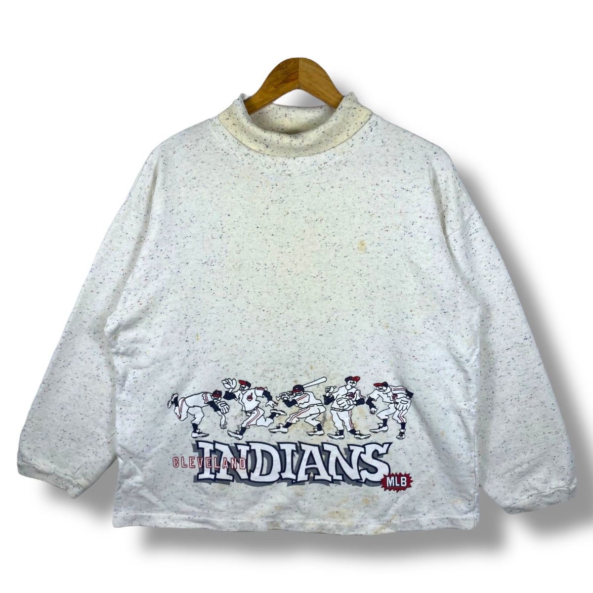 MLB × Vintage Vintage 90's CLEVELAND INDIANS MLB Graphic Turtleneck Size US L / EU 52-54 / 3 - 1 Thumbnail