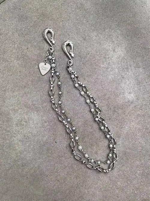 Other Retro Carving Flowers Metal Pearl Double Pant Chain Size ONE SIZE - 6 Thumbnail