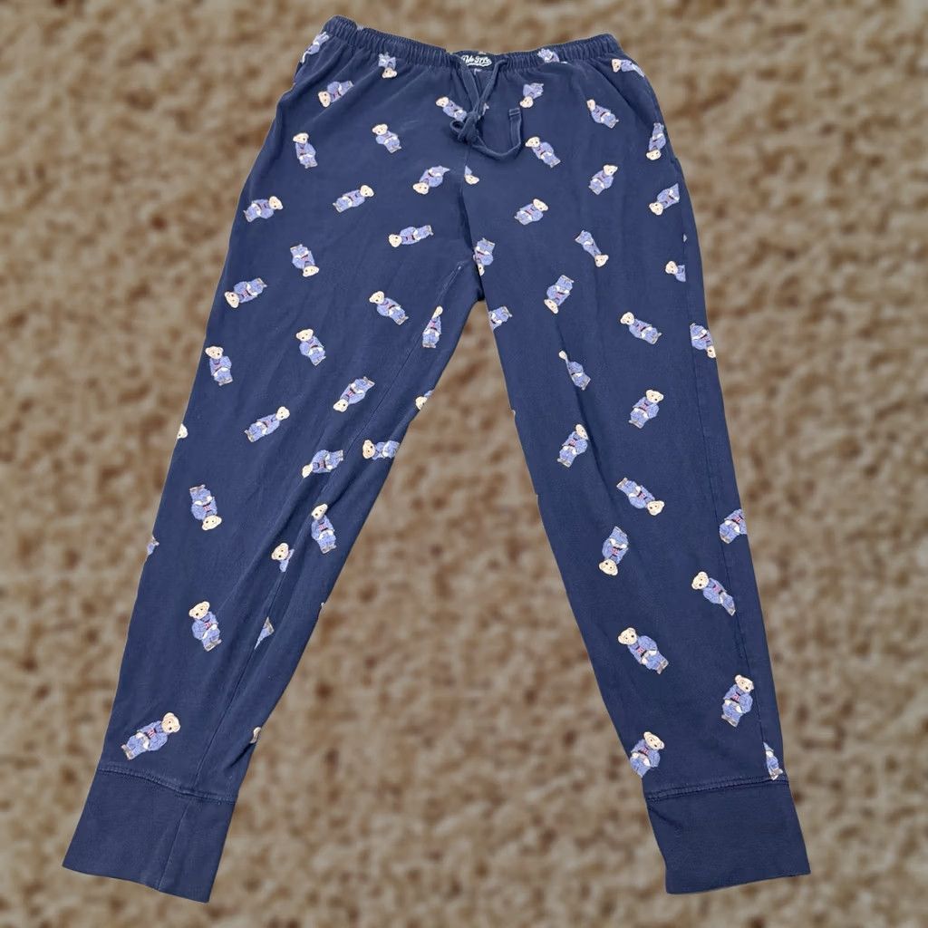 Polo Ralph Lauren Polo Ralph Lauren Bear Pajama Joggers Mens Size Large Navy Blue (Actual 30x29) Blue 90s Logo Sleepwear Size US L / EU 52-54 / 3 - 1 Thumbnail
