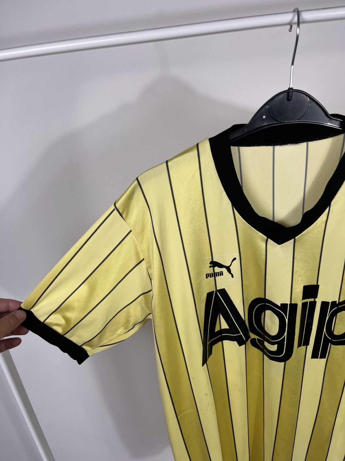 Puma Vintage Puma Agip Striped Jersey Number 3 Yellow Black Size US S / EU 44-46 / 1 - 3 Thumbnail