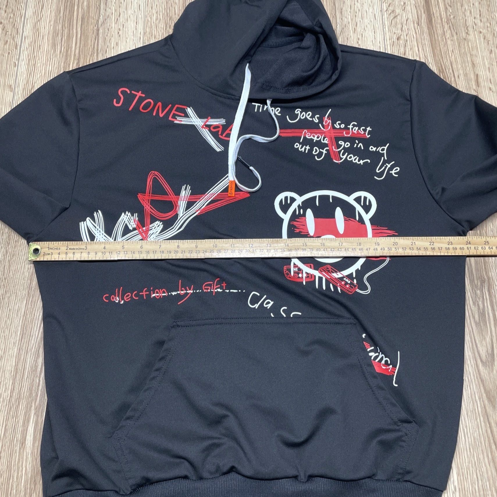 Shein STONE LAB Men's Graphic Pullover Hoodie Sweatshirt Black XL TikTok Size US XL / EU 56 / 4 - 6 Thumbnail