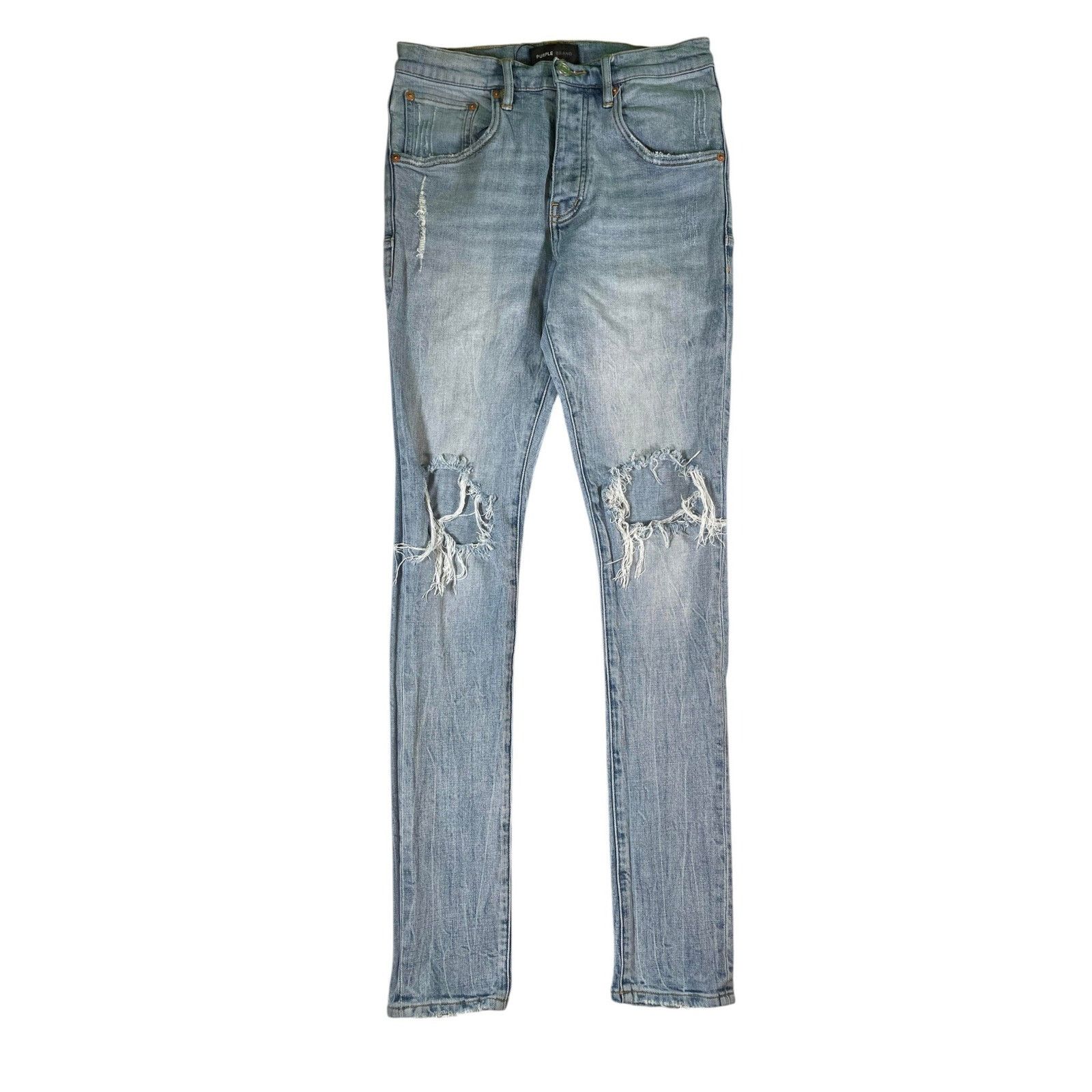 Purple Brand Purple Brand Light Wash Knee Ripped Jeans Size US 30 / EU 46 - 1 Thumbnail