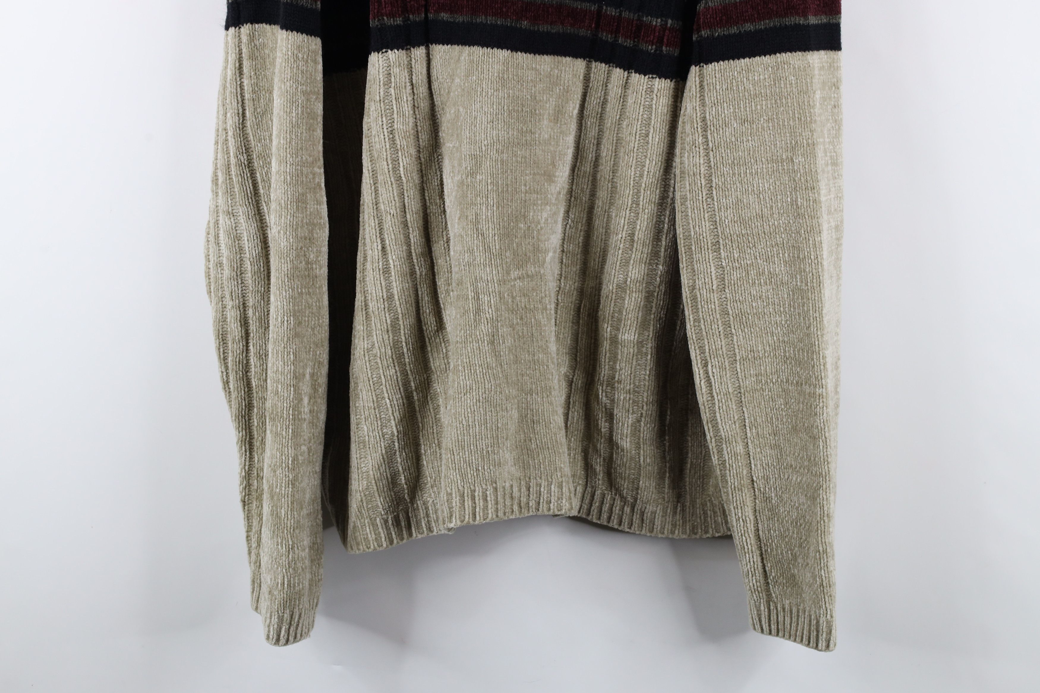 Vintage Vintage 90s Streetwear Ribbed Fleece V-Neck Sweater Beige Size US L / EU 52-54 / 3 - 3 Thumbnail