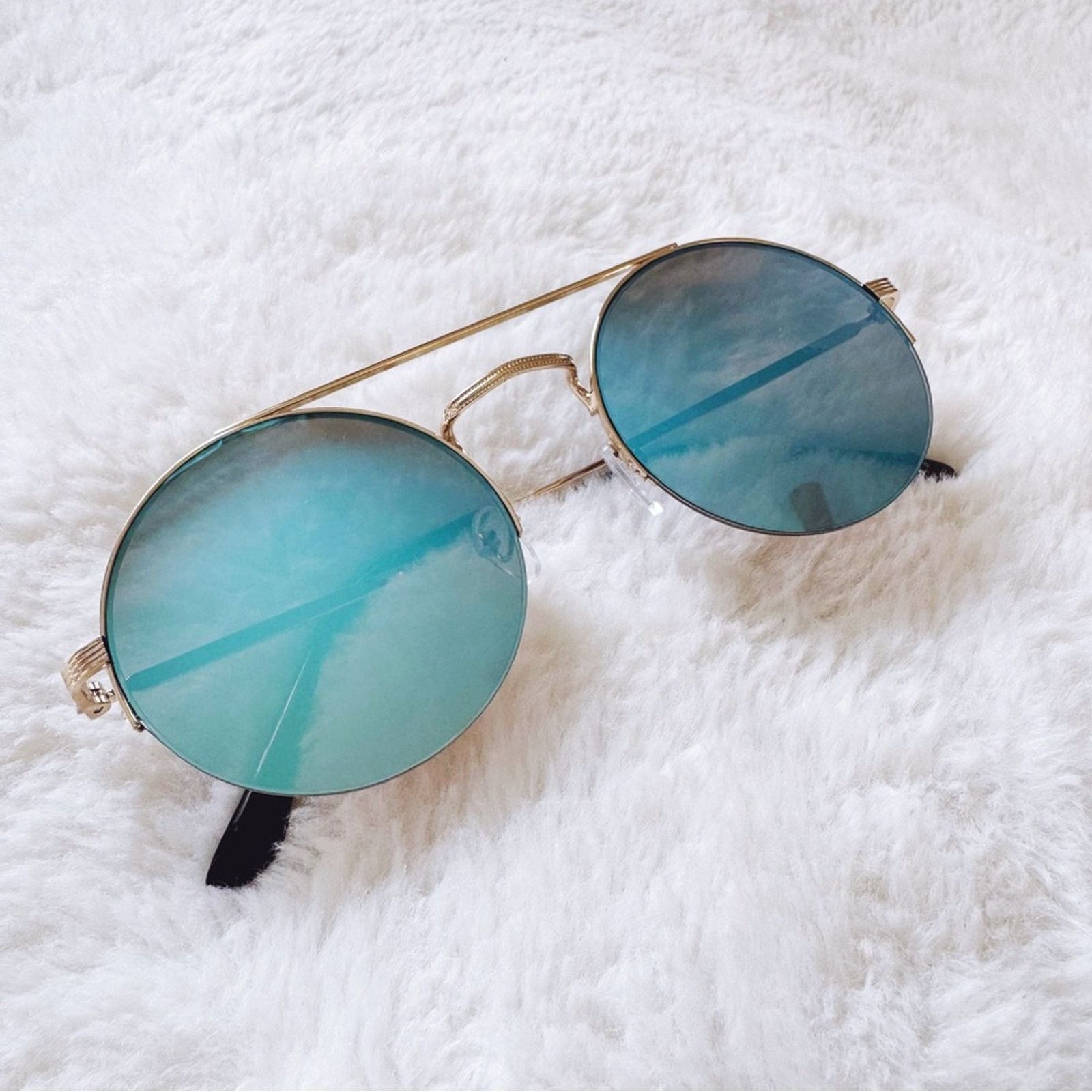 Other Carly Mirrored Blue Chic Round Sunglasses Size ONE SIZE - 3 Thumbnail