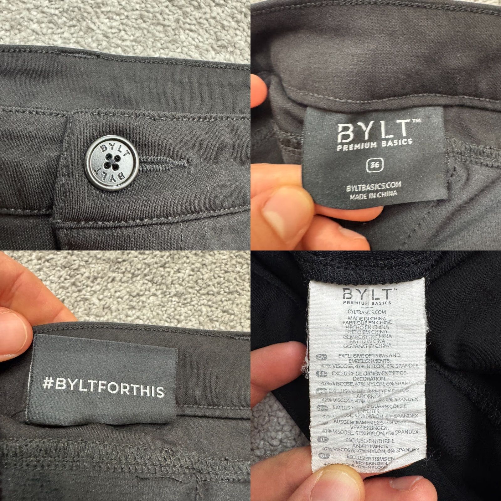 Vintage BYLT Basic Everyday Jogger Pants Mens 36 Black Pockets Stretch Tapered Regular Size US 36 / EU 52 - 8 Thumbnail