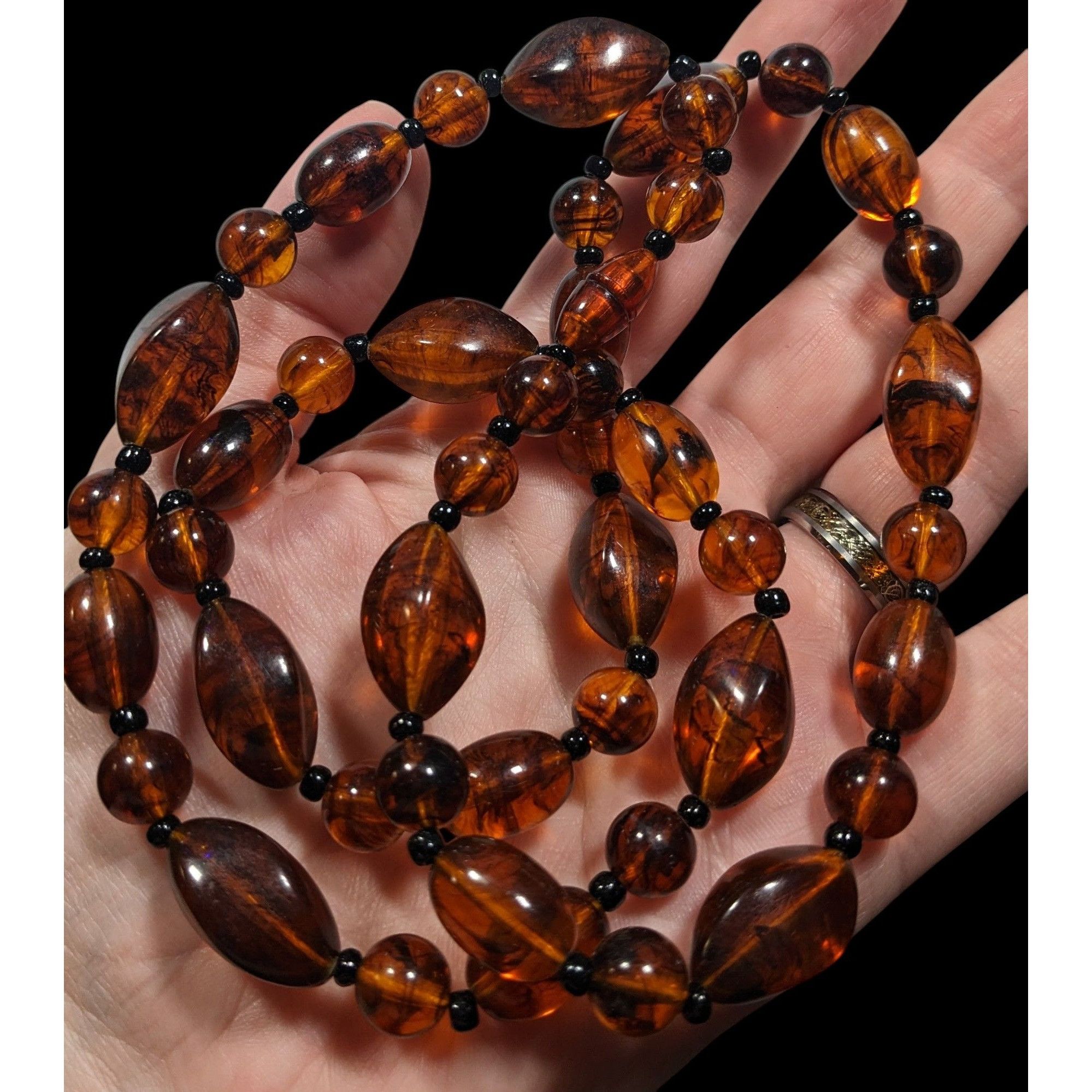 Other Retro Faux Amber Acrylic Beaded Necklace Size ONE SIZE - 4 Thumbnail