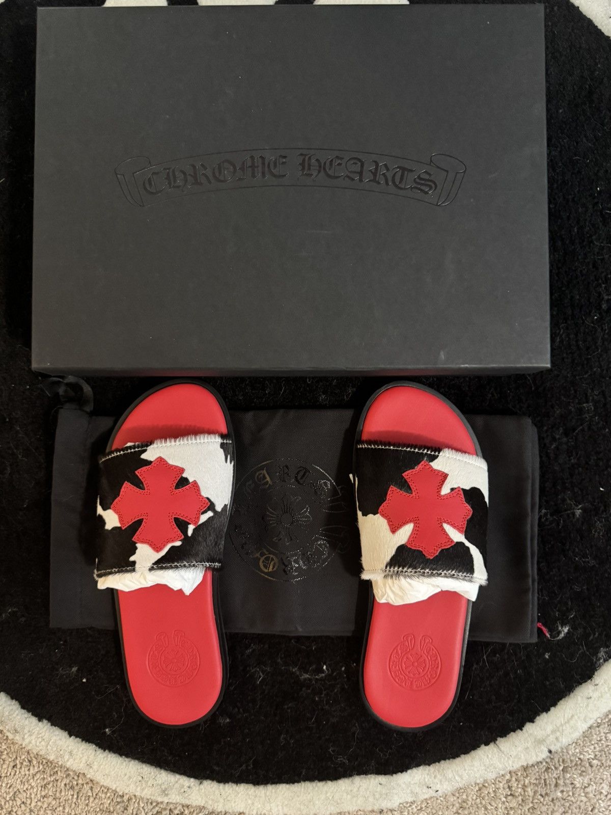 Chrome Hearts chrome hearts red cow patch slide Size US 6.5 / EU 39-40 - 2 Thumbnail