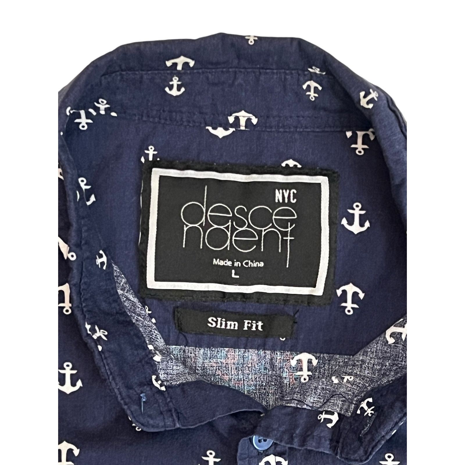 Other Men’s Slim Fit Button-Down Shirt - Navy Blue Anchor Print Size US L / EU 52-54 / 3 - 4 Thumbnail