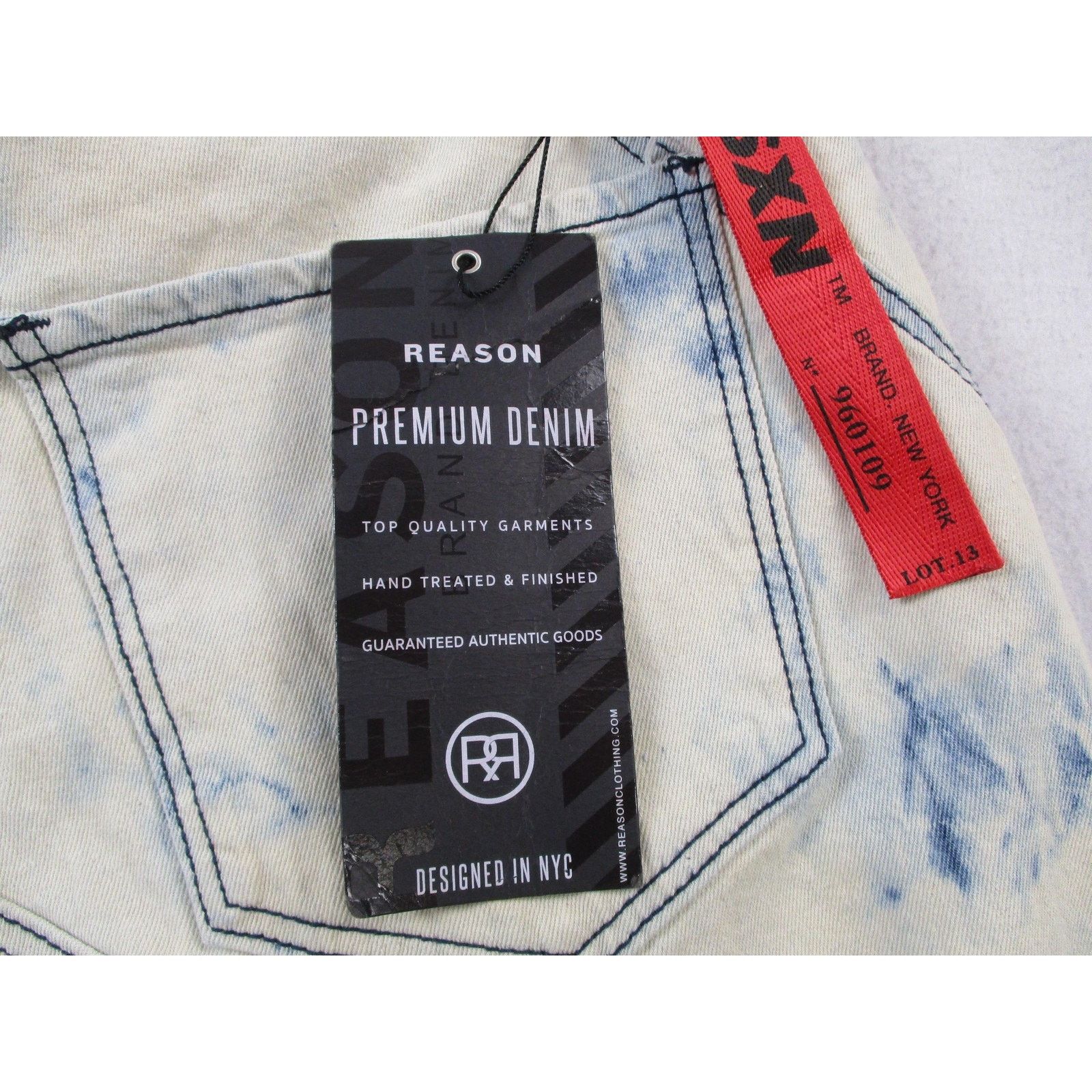 Reason Reason Jeans Men 44 Slim Acid Wash Mulberry Moto Skull Denim Size US 44 / EU 60 - 13 Thumbnail