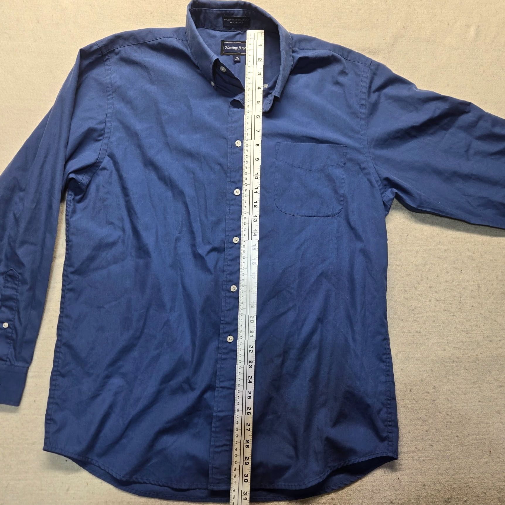 Vintage VINTAGE Meeting Street Shirt Men 16 Blue Long Sleeve Button-Up 16 34/35 Mens Size US L / EU 52-54 / 3 - 6 Thumbnail
