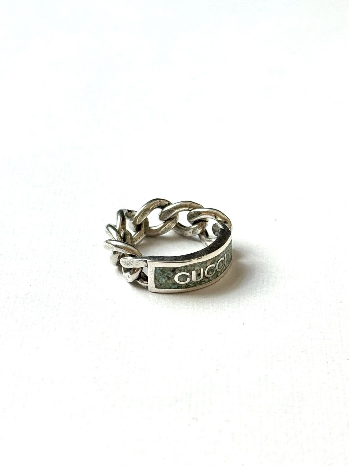 Gucci Gucci .925 Silver Teal Chain Ring Size ONE SIZE - 4 Thumbnail