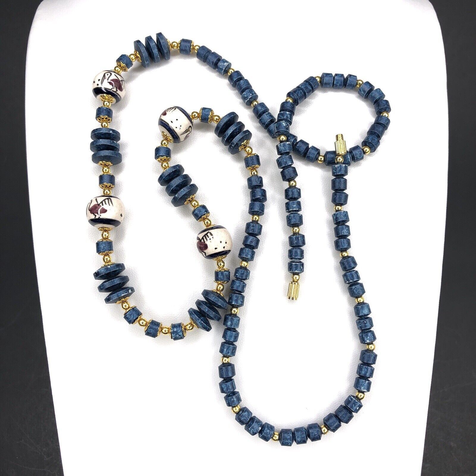 Other Native America Zuni Bird Blue Beaded Necklace 29" Long Size ONE SIZE - 3 Thumbnail