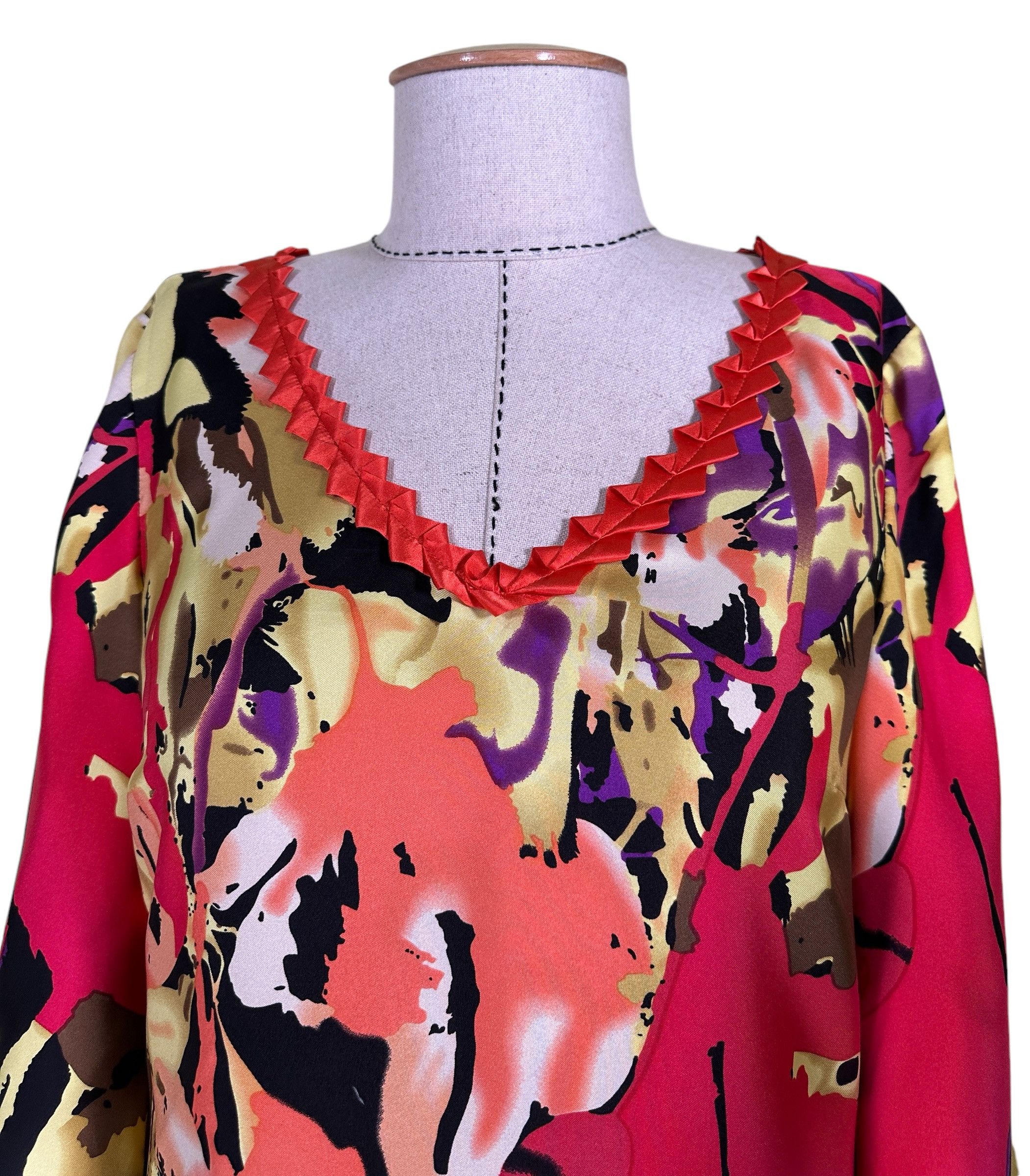 Designer Creton Silk Midi Dress Size M / US 6-8 / IT 42-44 - 2 Thumbnail
