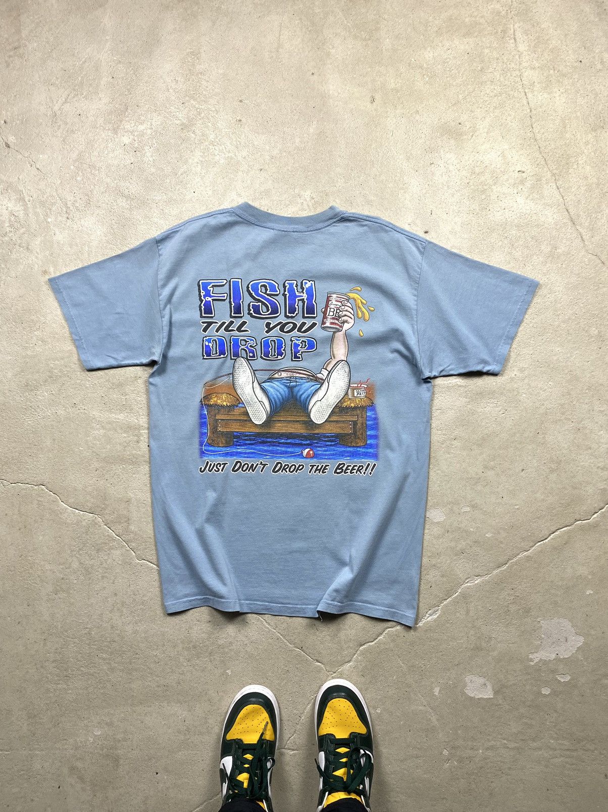 Vintage Vintage 00’s Fish Till You Drop Humor T Shirt Y2K Hype Size US L / EU 52-54 / 3 - 1 Thumbnail