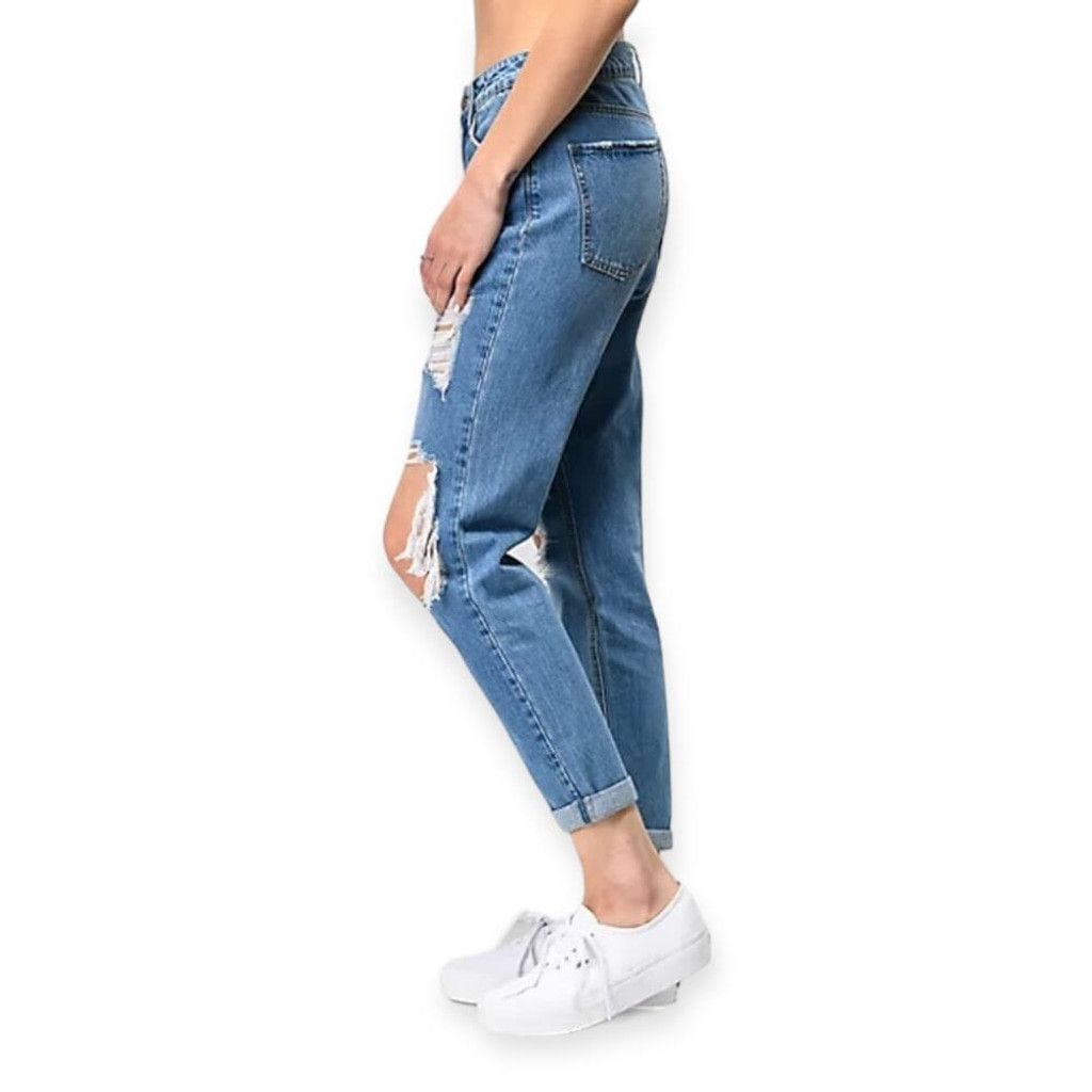 Empyre Empyre Easton Medium Wash Distressed Boyfriend Jeans Size 28" / US 6 / IT 42 - 4 Thumbnail