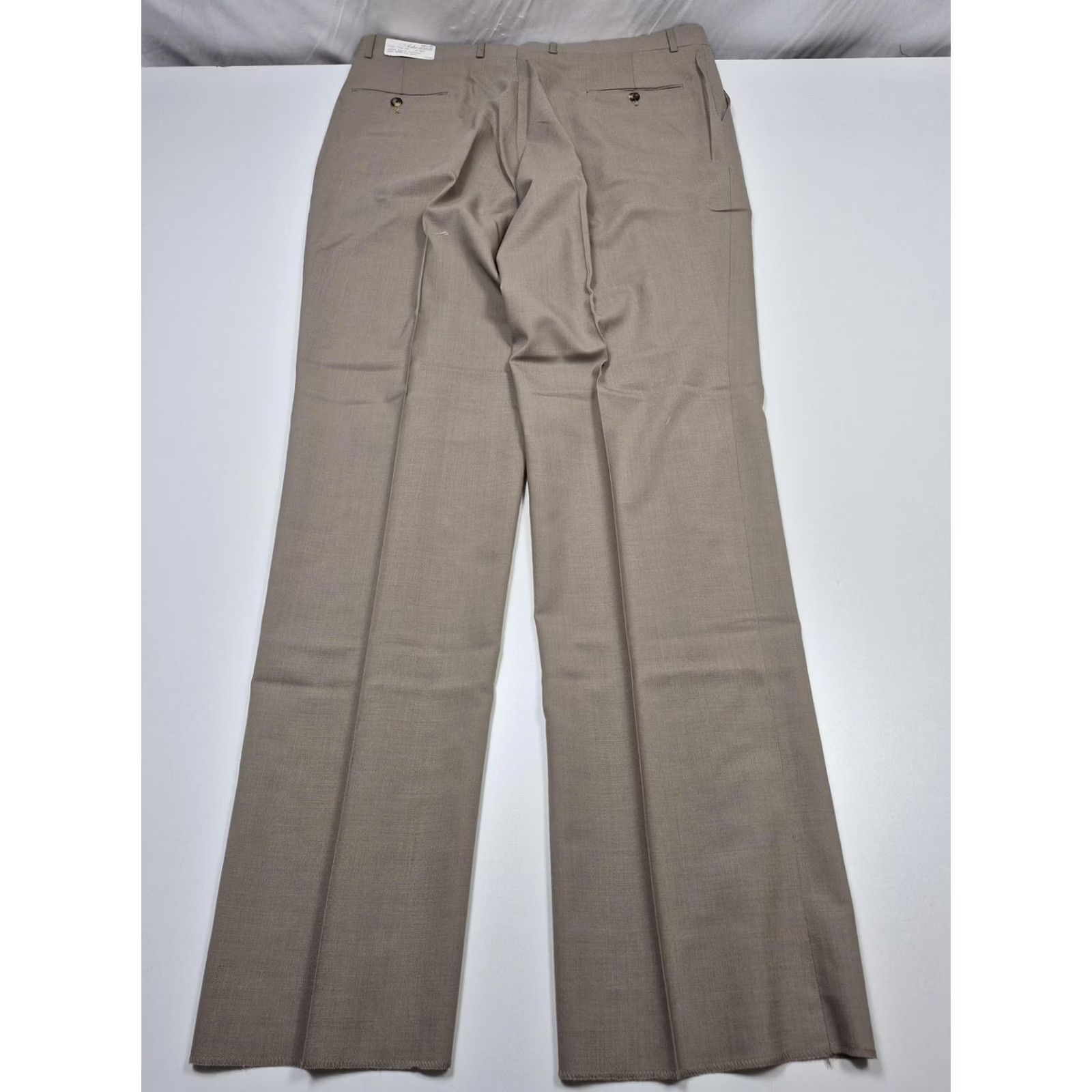 Essentials Asher Essentials Dress Pants Mens 40x36 Beige Wool Super 100 Unhemmed Flat Front Slim/Classic Front Size US 40 / EU 56 - 6 Thumbnail
