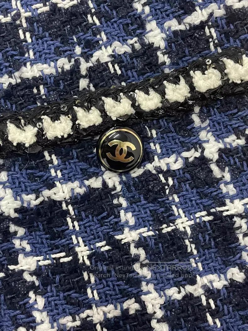 Chanel Chanel Blue and white plaid tweed dress Size XS / US 0-2 / IT 36-38 - 2 Thumbnail