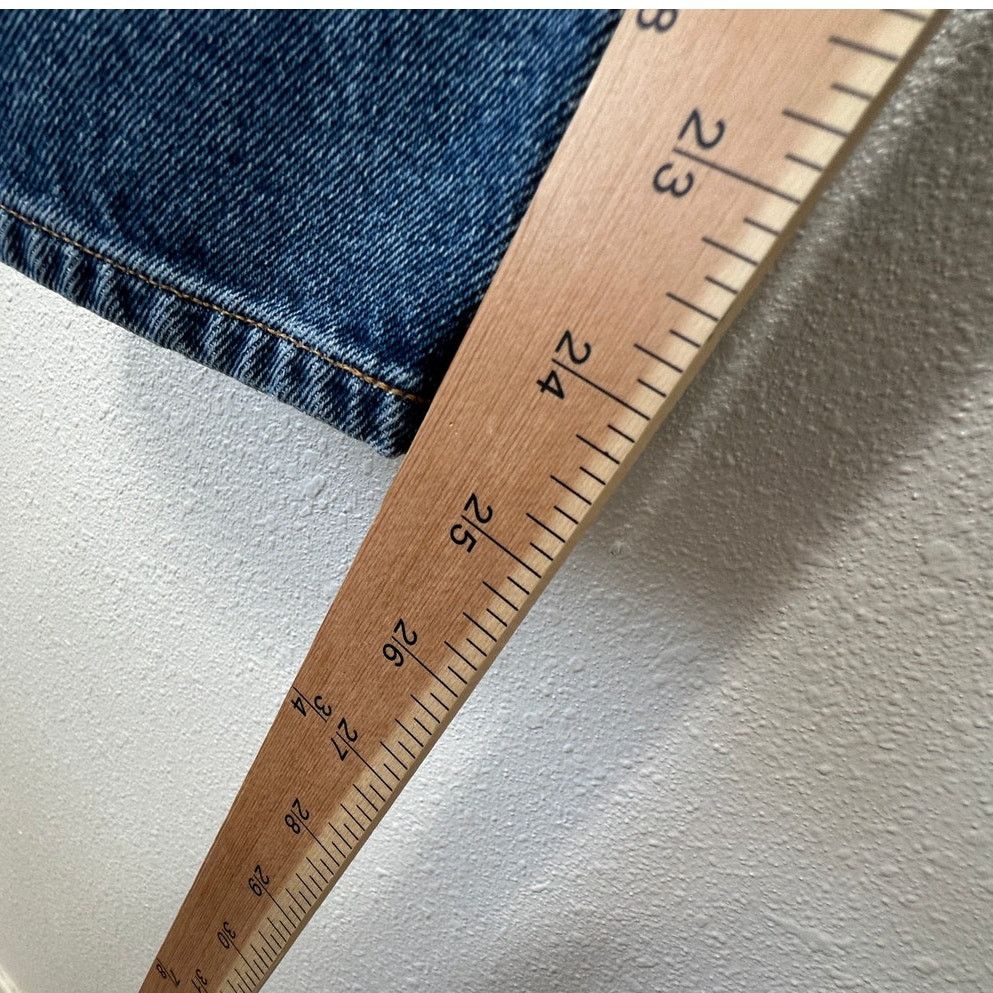 GOLDSIGN Goldsign Gold Button Fly Med Wash Straight Leg Crop Jeans 31 Size 31" - 14 Thumbnail