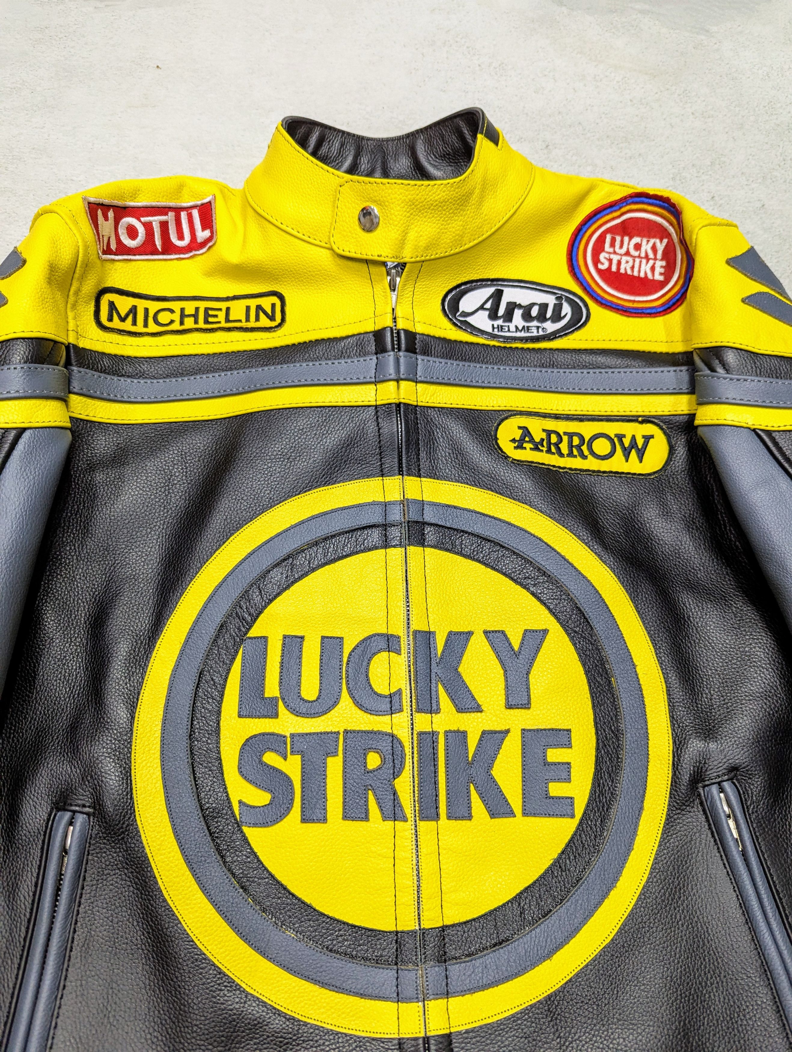 Vintage 🔥 LUCKY STRIKE 🔥 Leather Jacket 90s Vintage Racing Size M / US 6-8 / IT 42-44 - 6 Thumbnail
