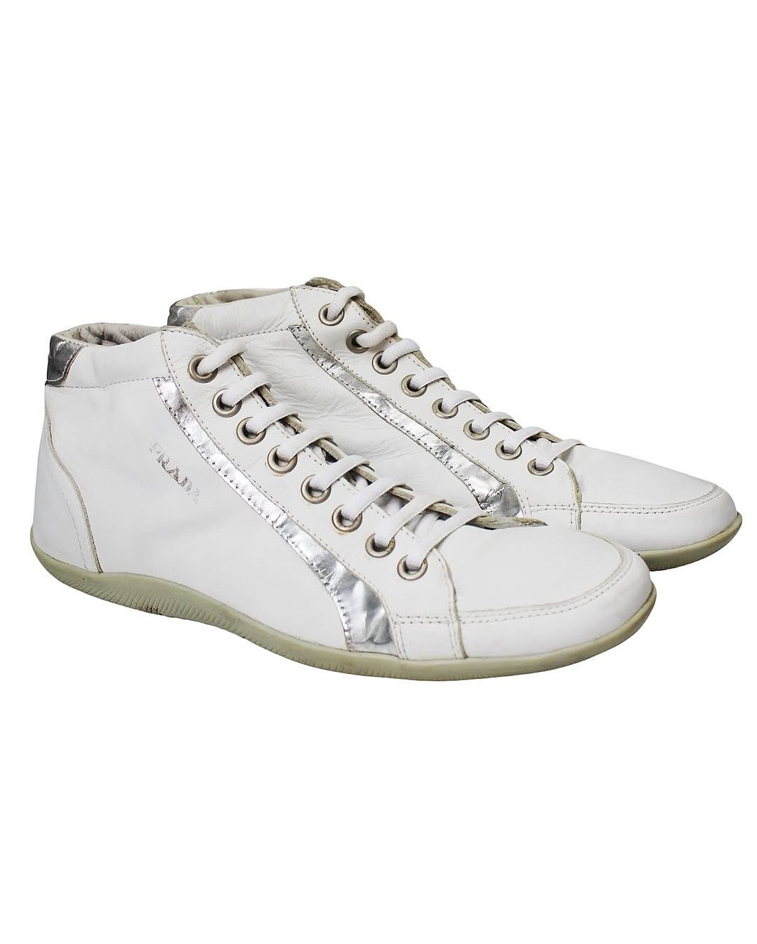 Prada 2000S PRADA LINEA ROSSA WHITE MID-TOP SNEAKERS Size US 8 / EU 41 - 1 Thumbnail