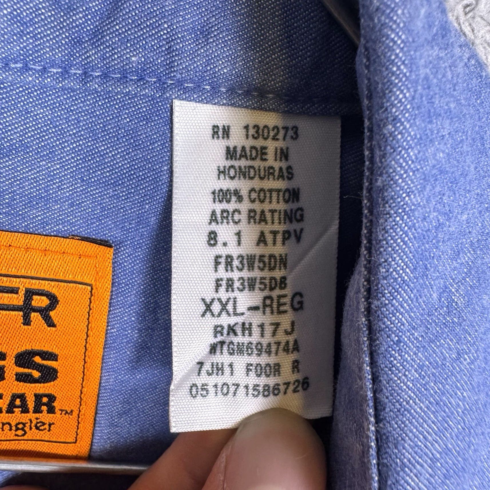 Wrangler Wrangler Shirt Mens 2XL Denim Canvas FR Riggs Workwear 8.1 ATPV HRC2 Utility Denim Canvas Utility Size US XXL / EU 58 / 5 - 5 Thumbnail