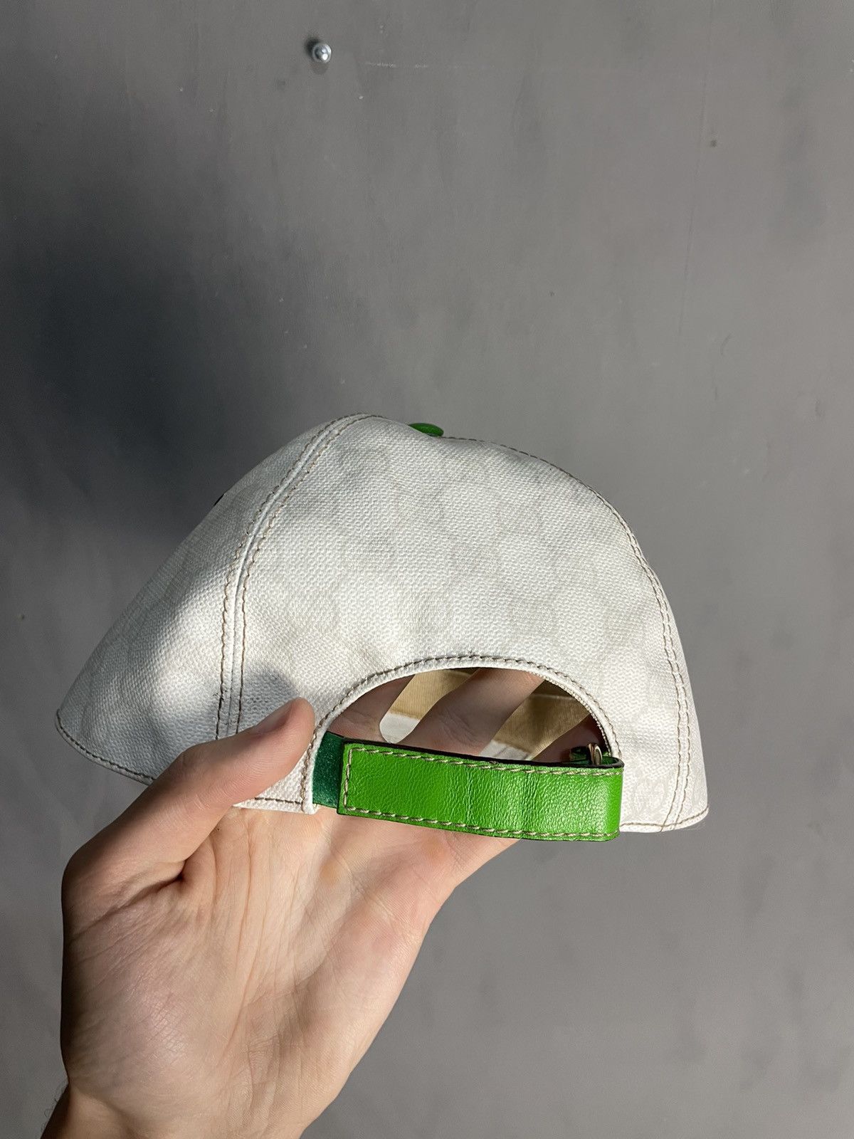 Gucci Mens Gucci Cap White Leather Size XL Monogram Size ONE SIZE - 4 Thumbnail