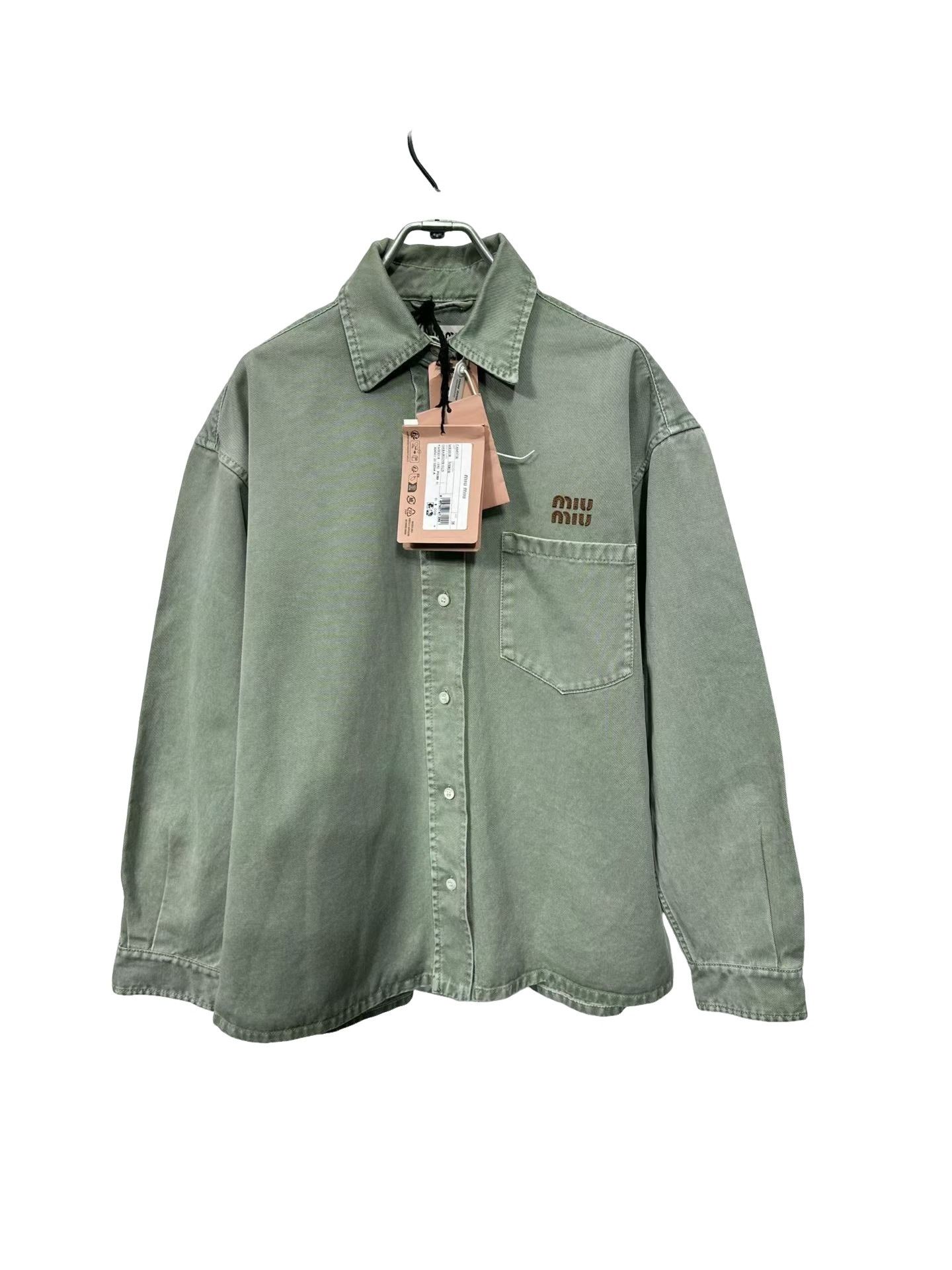 Miu Miu Miu Miu Embroidered Logo Gabardine Shirt Size 36 Size XS / US 0-2 / IT 36-38 - 1 Thumbnail