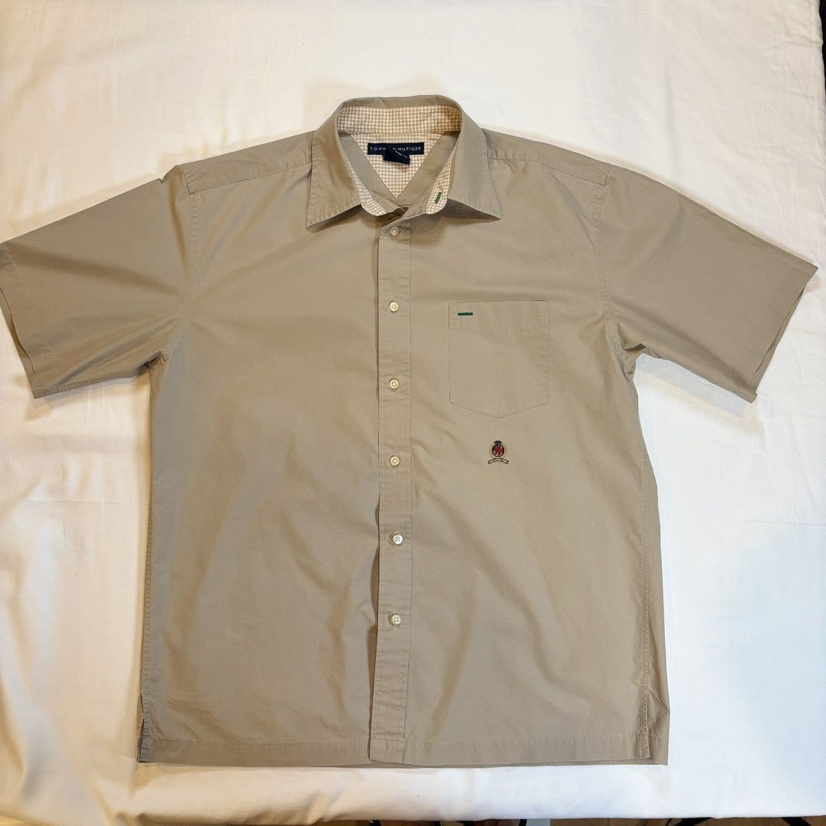 Tommy Hilfiger Vintage 90s Tommy Hilfiger Crest Logo Button Down - Tan Size US XL / EU 56 / 4 - 1 Thumbnail