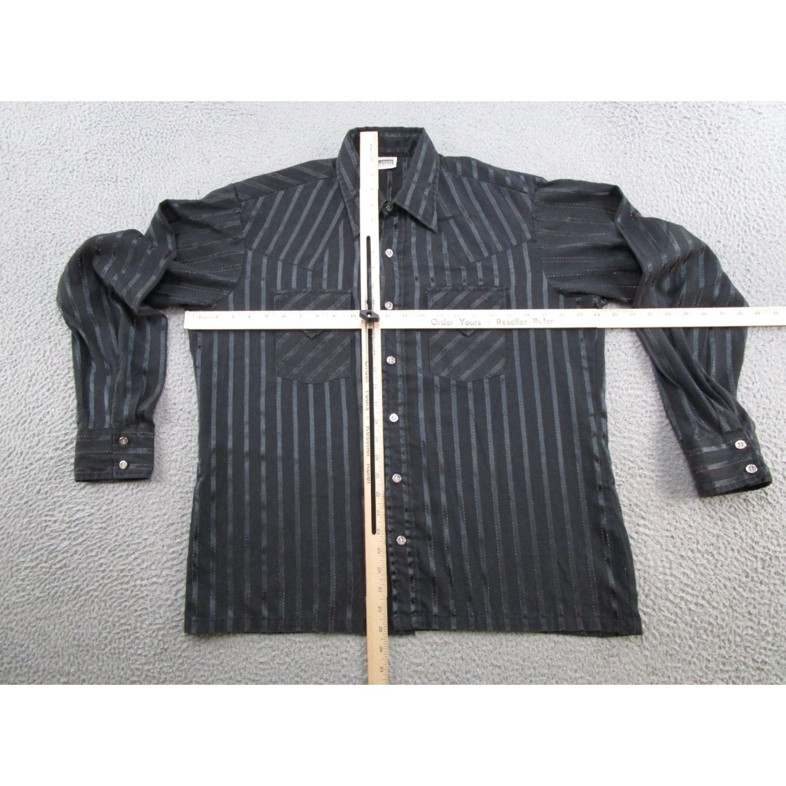 Vintage VINTAGE Montgomery Ward Striped Button Up Shirt Western L Adult Black 1970s 80s Cowboys Men Size US L / EU 52-54 / 3 - 4 Thumbnail