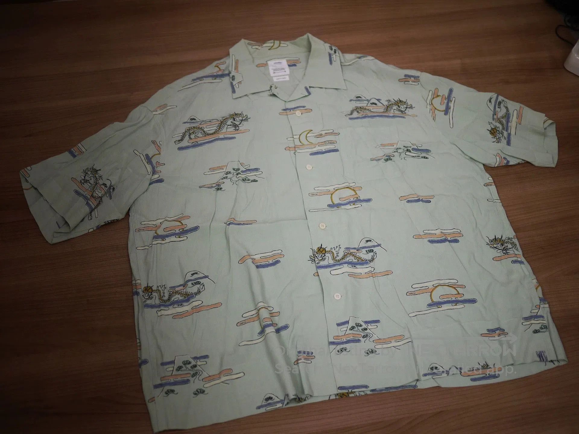 Visvim Green Dragon & Mountain Print Short Sleeve Shirt. Size US XL / EU 56 / 4 - 2 Thumbnail