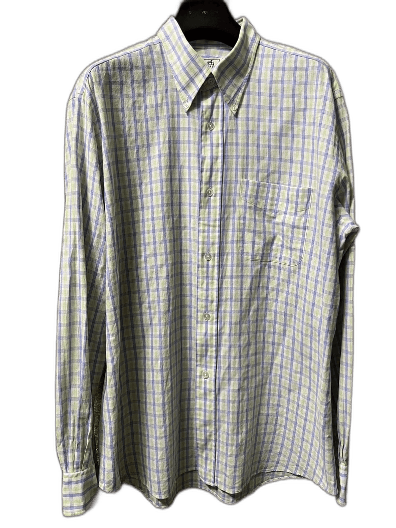 Hermes Hermes Men's Checked Long Sleeve Shirt Size US L / EU 52-54 / 3 - 1 Thumbnail