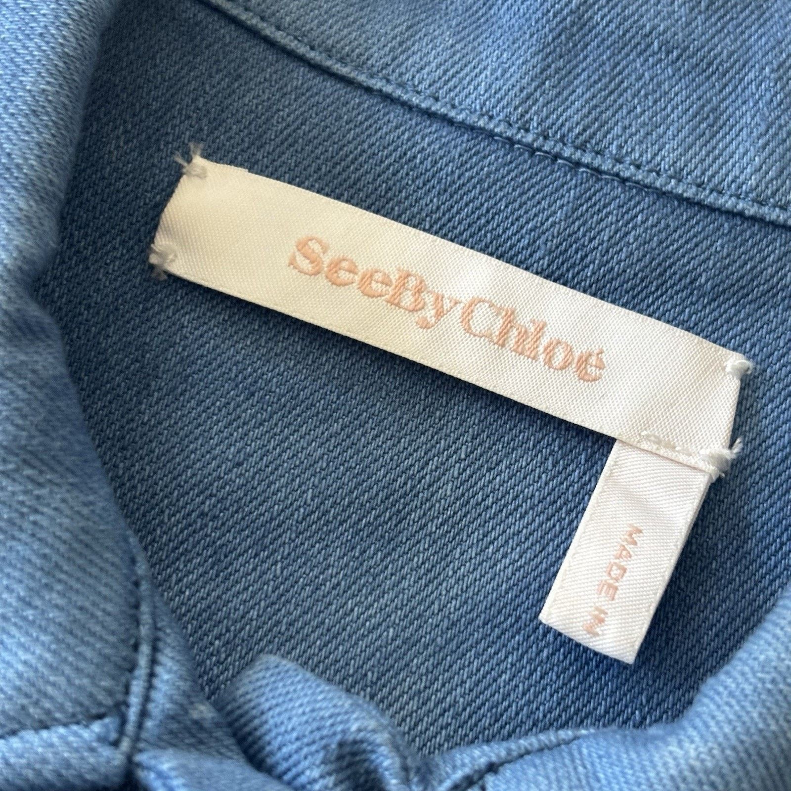 See by Chloe See By Chloé Denim Jacket Women’s 42 Acid Wash Embroided Size M / US 6-8 / IT 42-44 - 3 Thumbnail